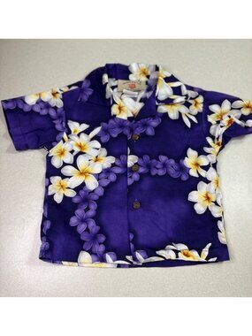 Hawaii Station Infant Boy Hawaiian Shirt Tropical Floral Purple 12 mo